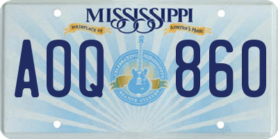 MS license plate AOQ860