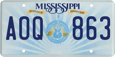 MS license plate AOQ863