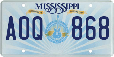 MS license plate AOQ868