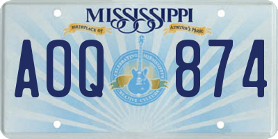 MS license plate AOQ874