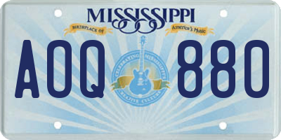 MS license plate AOQ880