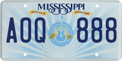 MS license plate AOQ888