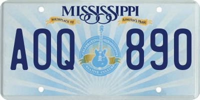 MS license plate AOQ890