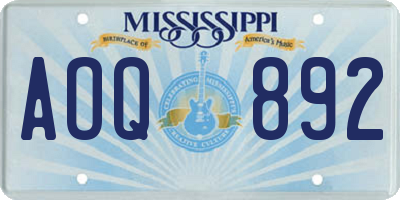 MS license plate AOQ892