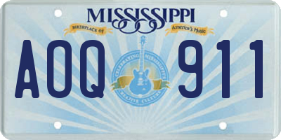 MS license plate AOQ911
