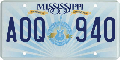MS license plate AOQ940