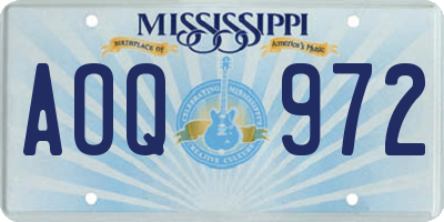 MS license plate AOQ972