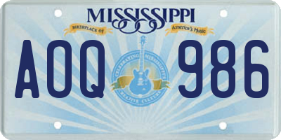 MS license plate AOQ986