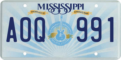 MS license plate AOQ991