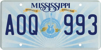 MS license plate AOQ993