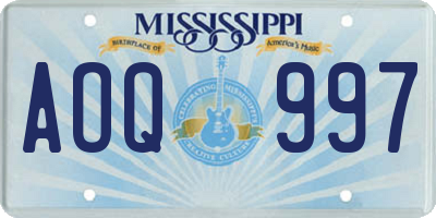 MS license plate AOQ997