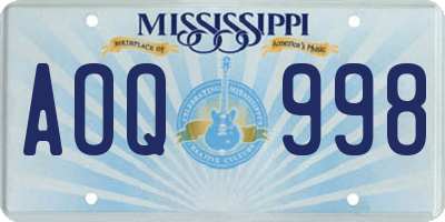 MS license plate AOQ998