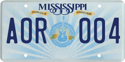 MS license plate AOR004
