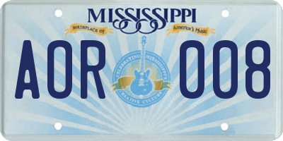 MS license plate AOR008