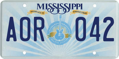 MS license plate AOR042