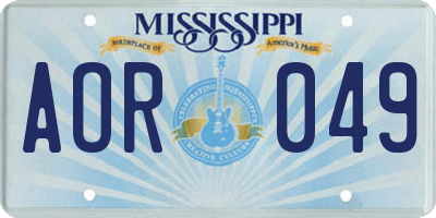 MS license plate AOR049