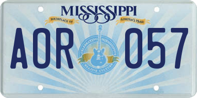 MS license plate AOR057