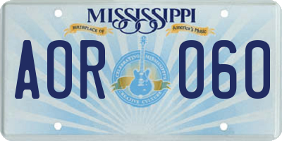 MS license plate AOR060