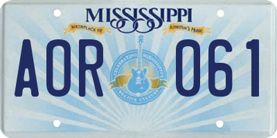 MS license plate AOR061