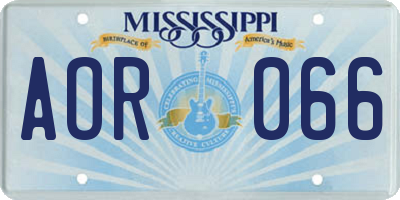 MS license plate AOR066