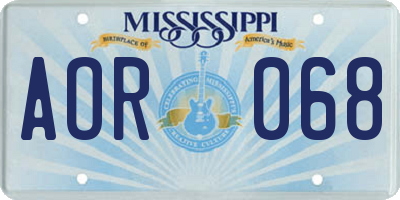 MS license plate AOR068
