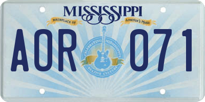 MS license plate AOR071