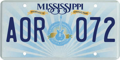 MS license plate AOR072