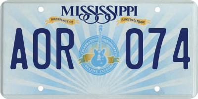 MS license plate AOR074