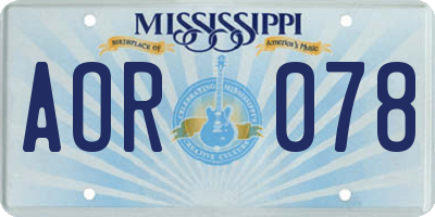 MS license plate AOR078