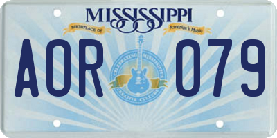 MS license plate AOR079
