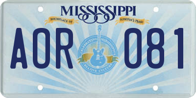 MS license plate AOR081
