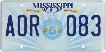 MS license plate AOR083