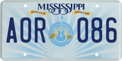MS license plate AOR086