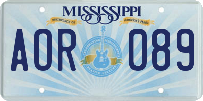 MS license plate AOR089