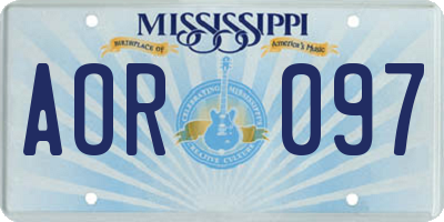 MS license plate AOR097