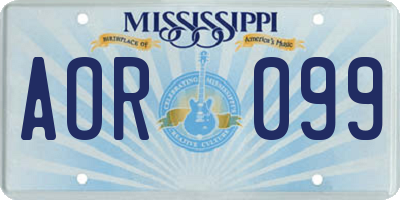 MS license plate AOR099