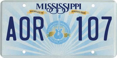 MS license plate AOR107