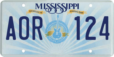 MS license plate AOR124
