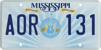 MS license plate AOR131