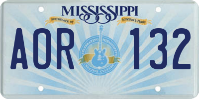 MS license plate AOR132