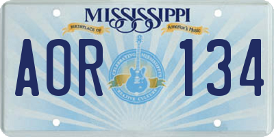 MS license plate AOR134