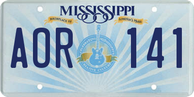 MS license plate AOR141