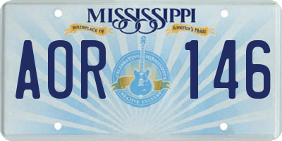 MS license plate AOR146