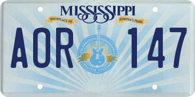MS license plate AOR147