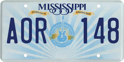 MS license plate AOR148