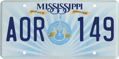 MS license plate AOR149