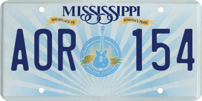 MS license plate AOR154