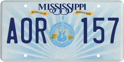 MS license plate AOR157