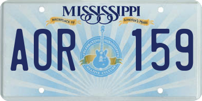 MS license plate AOR159