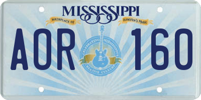 MS license plate AOR160